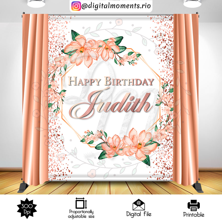 Floral 6x8 Custom Backdrop, Digital file only | Custom Digital Download for Kids Party or Event
