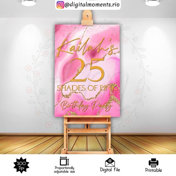 Shades of Pink 2x3 Custom sign, Digital file only | Custom Digital Download for Kids Party or Event