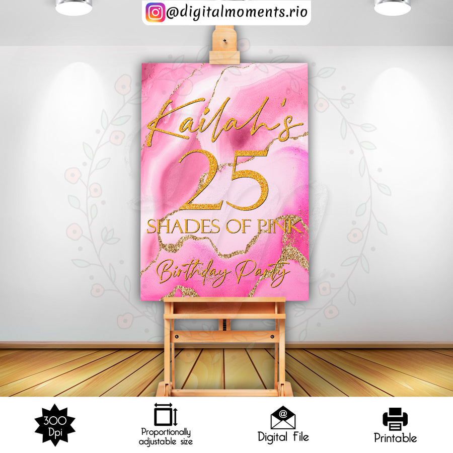 Shades of Pink 2x3 Custom sign, Digital file only | Custom Digital Download for Kids Party or Event