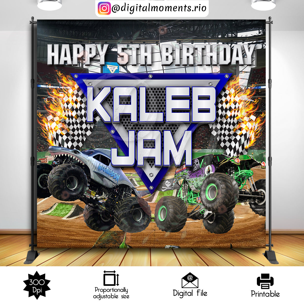 Monster Jam 8x8 Fondo personalizado, solo archivo digital