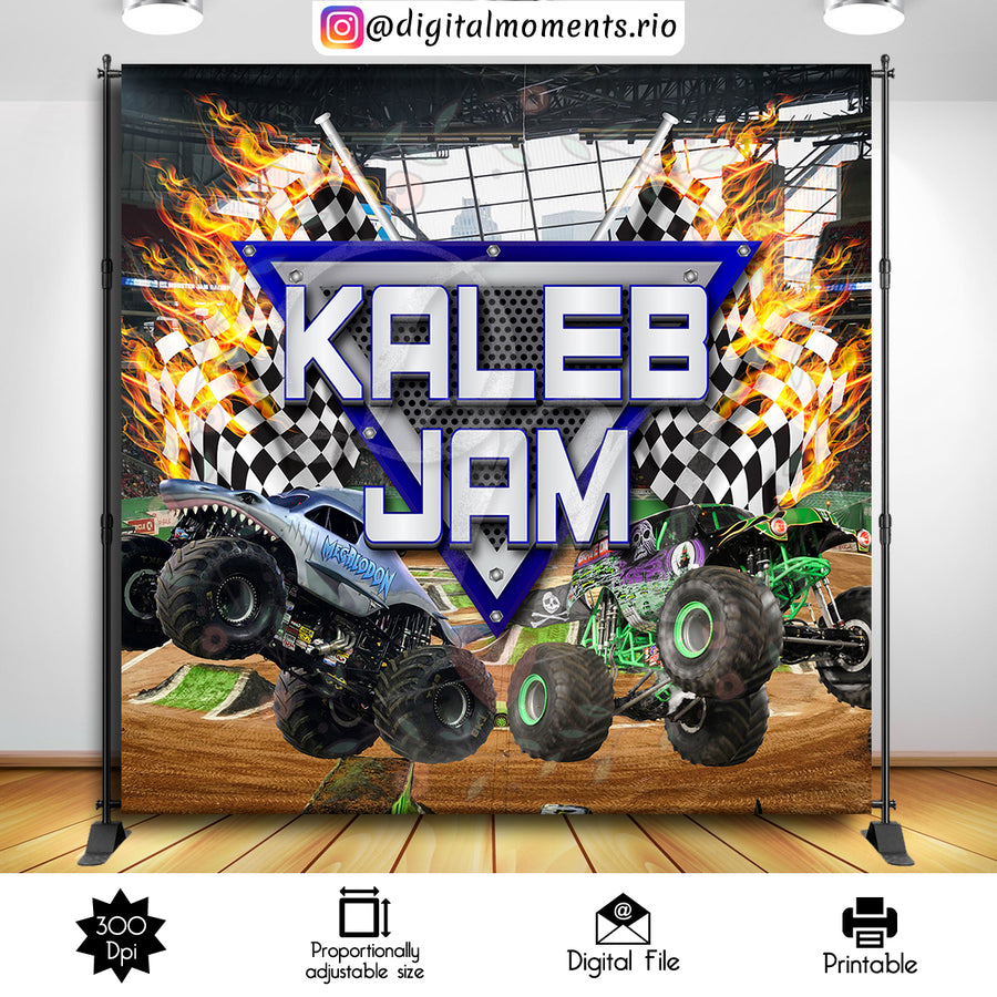 Monster Jam 8x8 Custom Backdrop, Digital file only | Custom Digital Download for Kids Party or Event