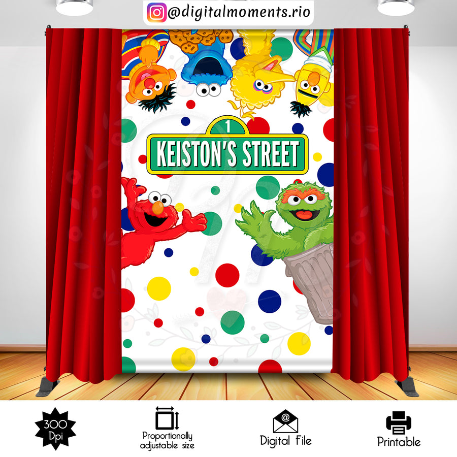 Sesame Street 5x8 Custom Backdrop, Digital file only | Custom Digital Download for Kids Party or Event