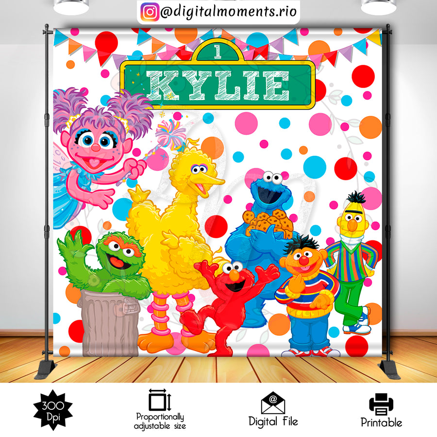 Sesame Street 8x8 Custom backdrop, Digital file only | Custom Digital Download for Kids Party or Event