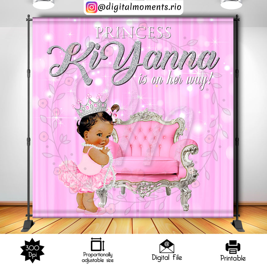 Princess 8x8 Custom Backdrop, Digital file only | Custom Digital Download for Kids Party or Event