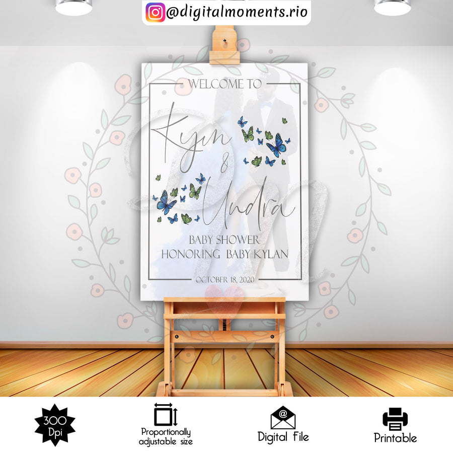 Butterflies 2x3 Custom sign with 1 picture, Digital file only | Custom Digital Download for Kids Party or Event