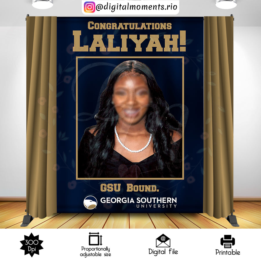 Graduation 6x8 Custom Backdrop with 1 picture, Digital file only | Custom Digital Download for Kids Party or Event
