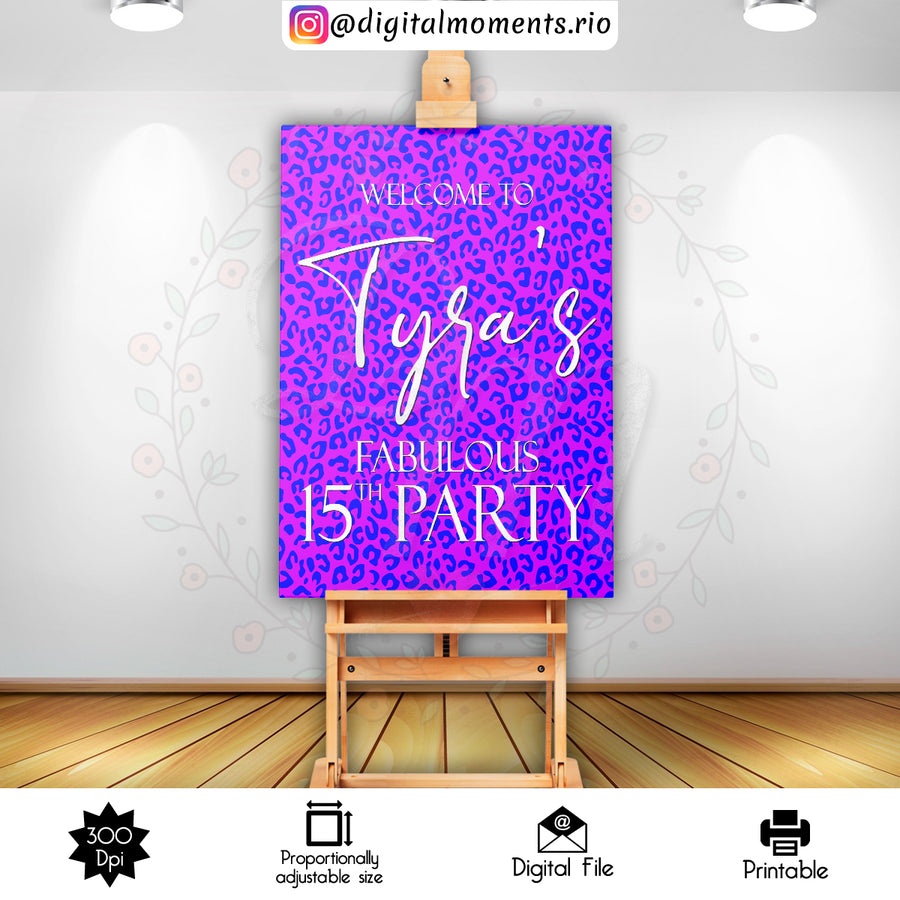 Leopard Print 2x3 Custom sign, Digital file only | Custom Digital Download for Kids Party or Event