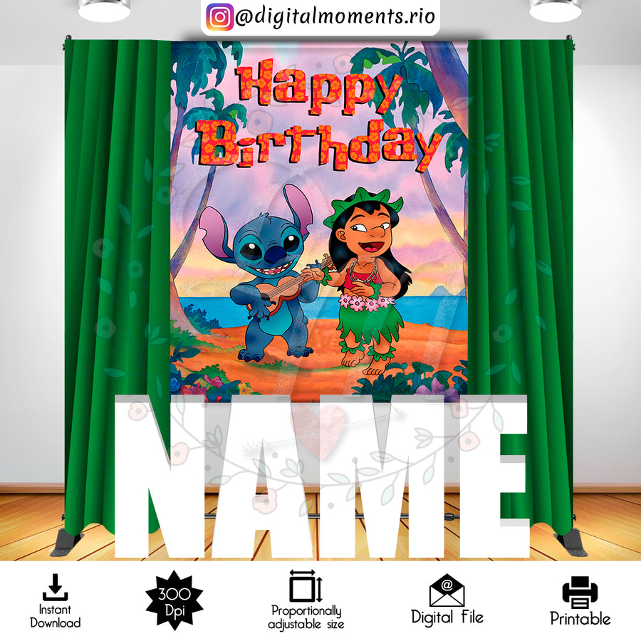 Lilo and Stitch 5x6 Digital Backdrop Design, Instant Download | Custom Digital Download for Kids Party or Event