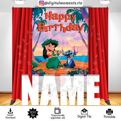Lilo & Stitch - Backdrop - Birthday - Instant Download