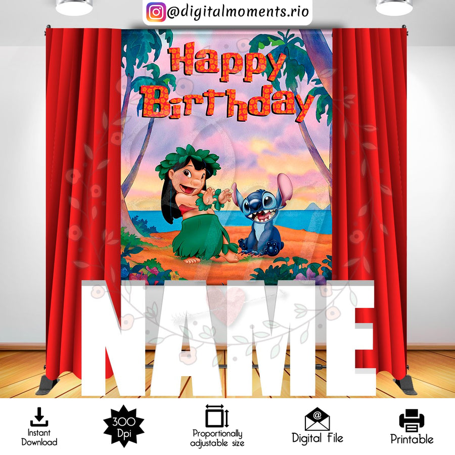 Lilo and Stitch 5x6 Digital Backdrop Design, Instant Download | Custom Digital Download for Kids Party or Event
