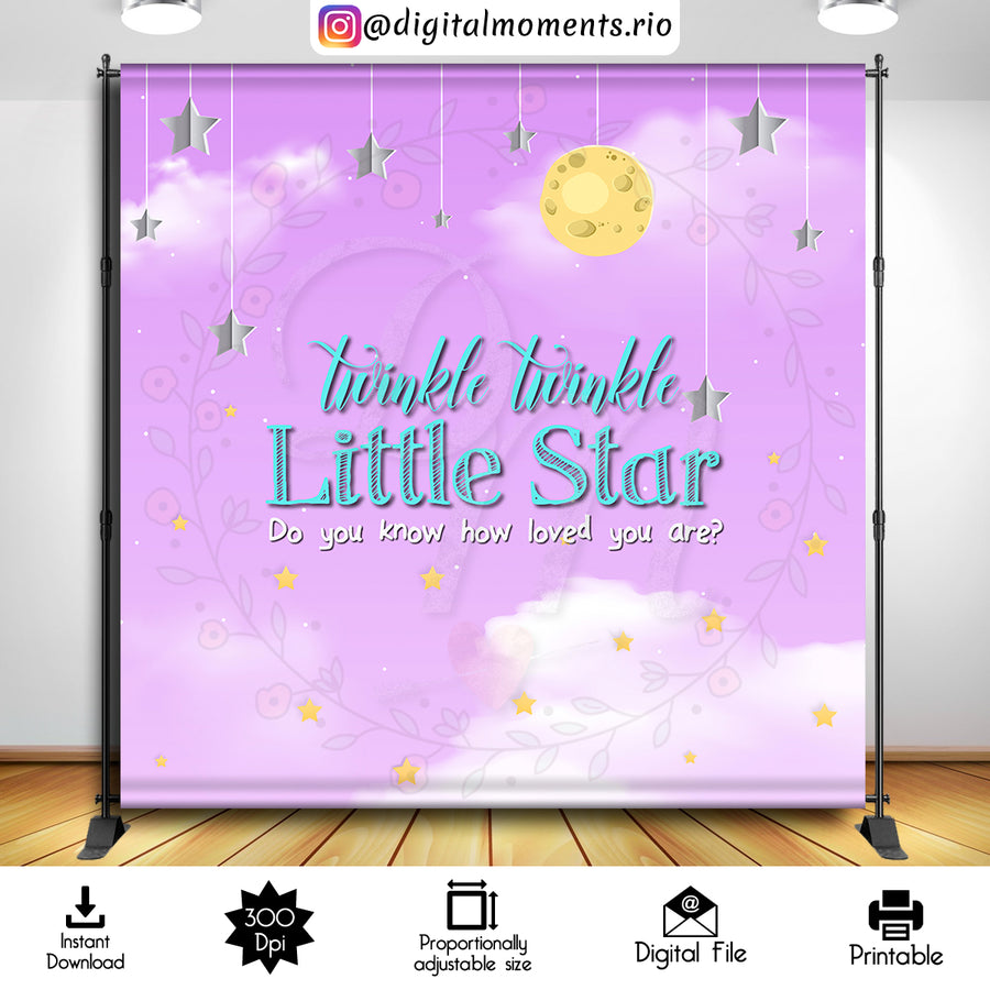 Twinkle Twinkle Little Star 8x8 Digital Backdrop Design, Instant Download | Custom Digital Download for Kids Party or Event