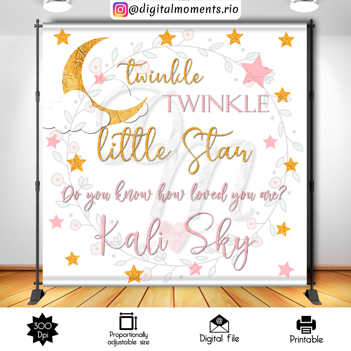 Twinkle, Twinkle, Little Star 8x8 Custom Backdrop, Digital file only