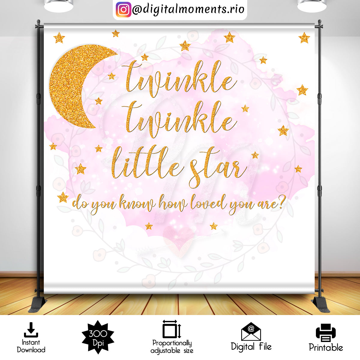 Twinkle Twinkle Little Star 8x8 Digital Backdrop Design, Instant Download