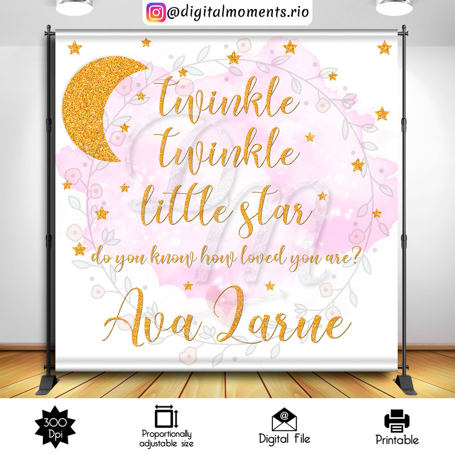 Twinkle Twinkle Little Star 8x8 Custom Backdrop, Digital file only | Custom Digital Download for Kids Party or Event