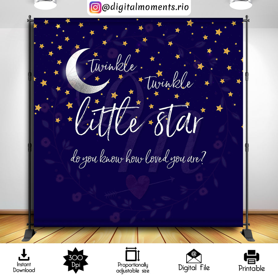 Twinkle Twinkle Little Star 8x8 Digital Backdrop Design, Instant Download | Custom Digital Download for Kids Party or Event