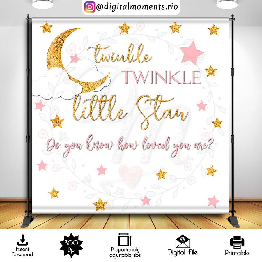 Twinkle Twinkle Little Star 8x8 Digital Backdrop Design, Instant Download | Custom Digital Download for Kids Party or Event