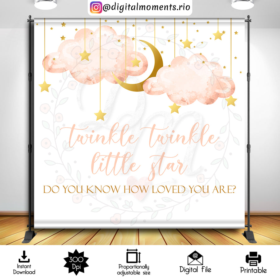 Twinkle Twinkle Little Star 8x8 Digital Backdrop Design, Instant Download | Custom Digital Download for Kids Party or Event