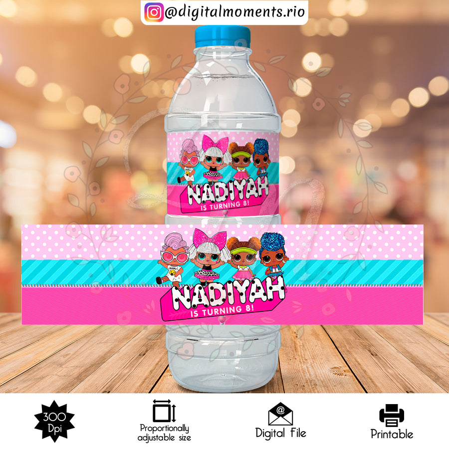 LOL Surprise Custom Water Bottle Label, Digital file only | Custom Digital Download for Kids Party or Event