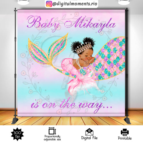 Mermaid 8x8 Custom backdrop, Digital file only