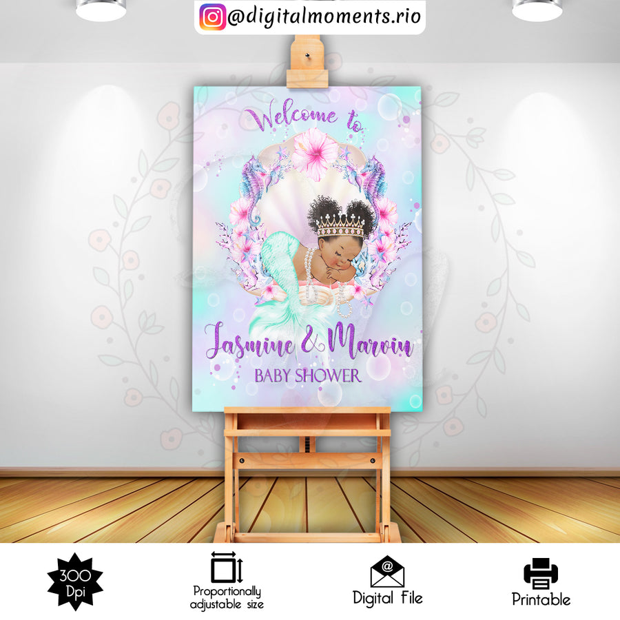 Little Mermaid 2x3 Custom sign, Digital file only | Custom Digital Download for Kids Party or Event