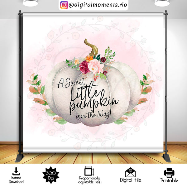 Little Pumpkin in on the Way 8x8 Digital Backdrop Design, Instant Download | Custom Digital Download for Kids Party or Event
