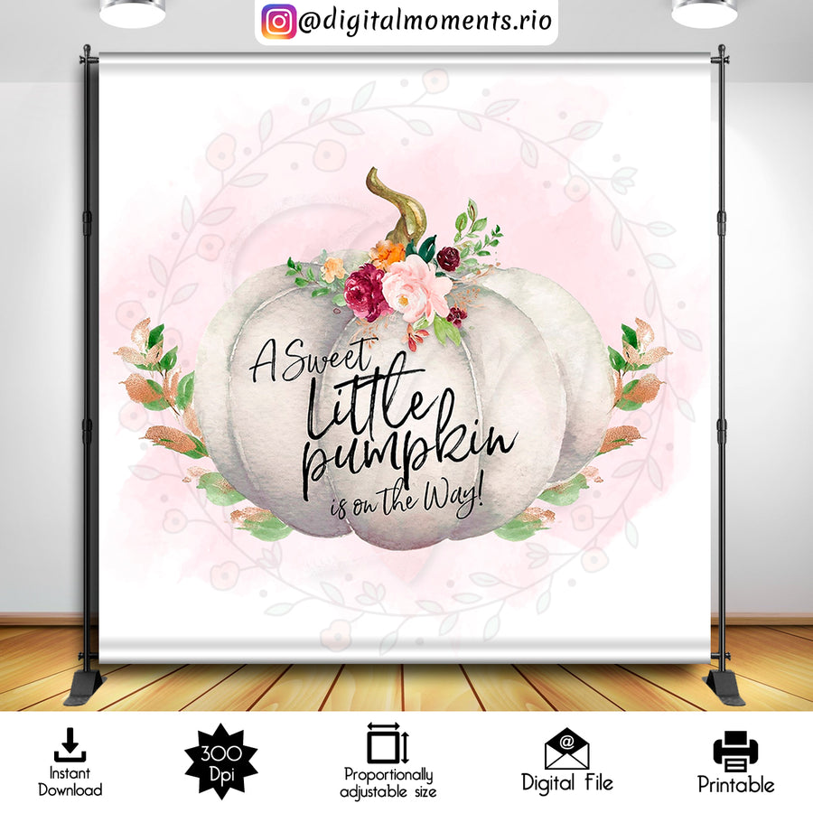 Little Pumpkin in on the Way 8x8 Digital Backdrop Design, Instant Download | Custom Digital Download for Kids Party or Event