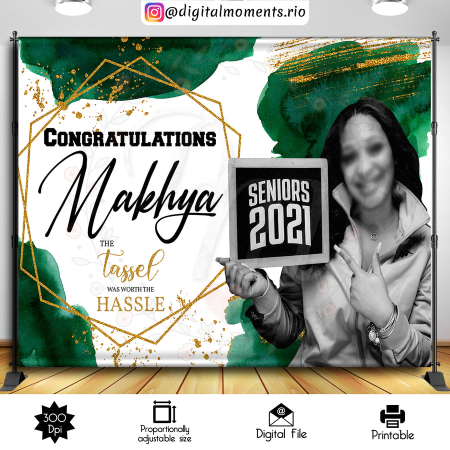 Graduation 10x8 Custom Backdrop with 1 picture, Digital file only | Custom Digital Download for Kids Party or Event