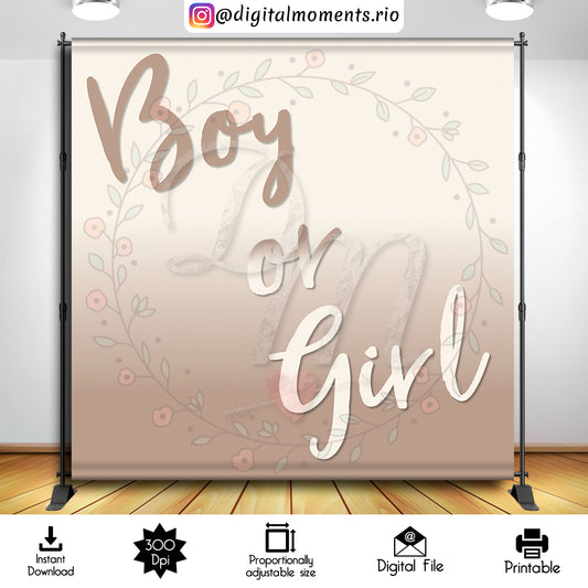 Gender Reveal 8x8 Digital Backdrop Design, Instant Download