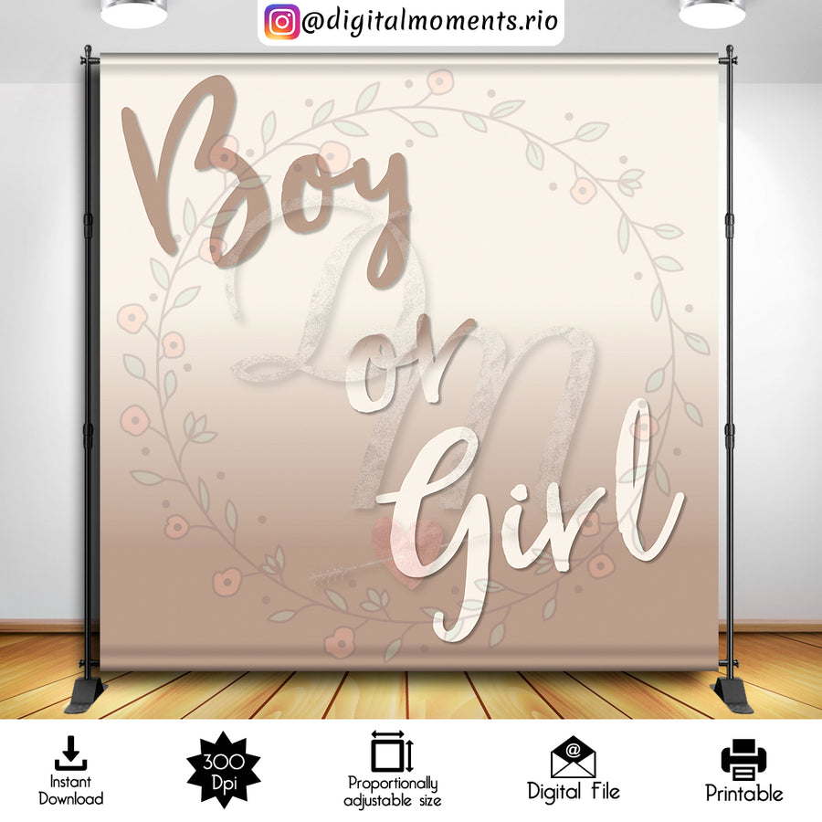 Gender Reveal 8x8 Digital Backdrop Design, Instant Download | Custom Digital Download for Kids Party or Event