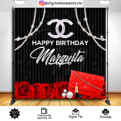 Marquita 8x8, chanel, events, custom, 8x8, backdrop