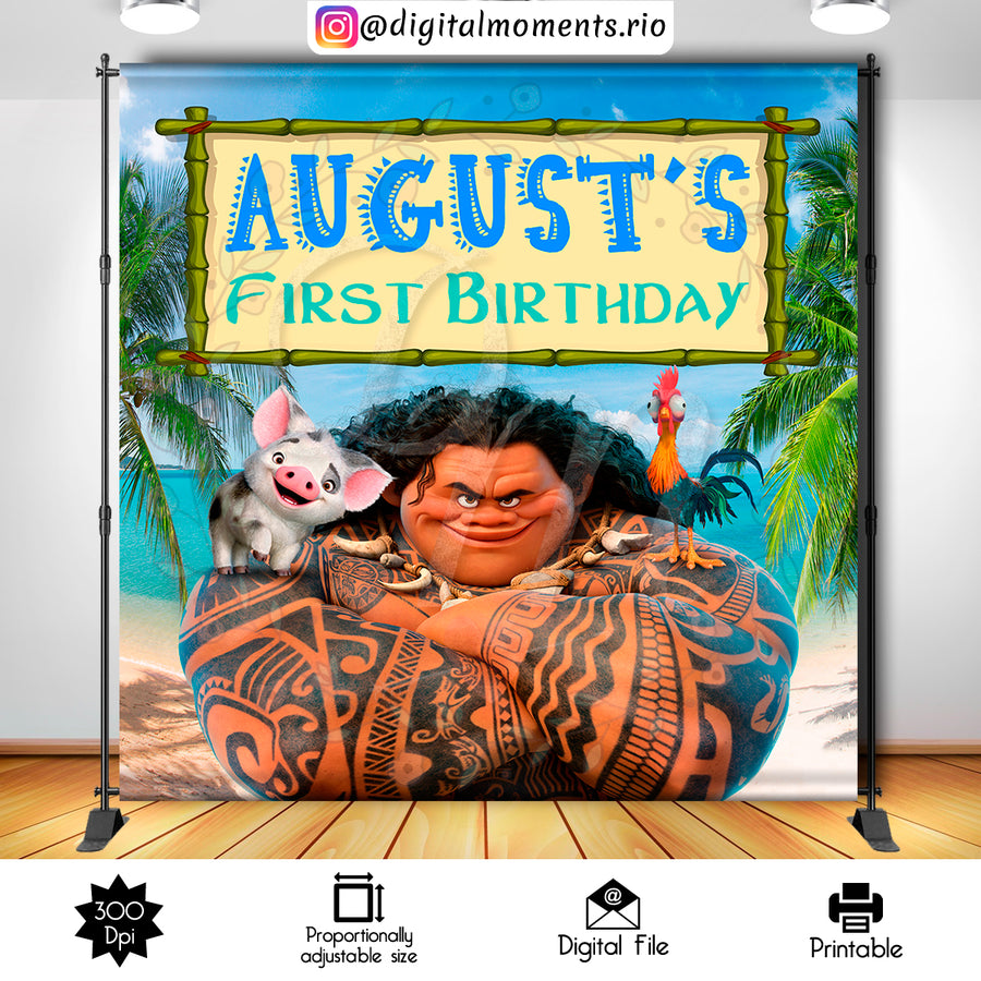 Maui 8x8 Custom Backdrop, Digital file only | Custom Digital Download for Kids Party or Event