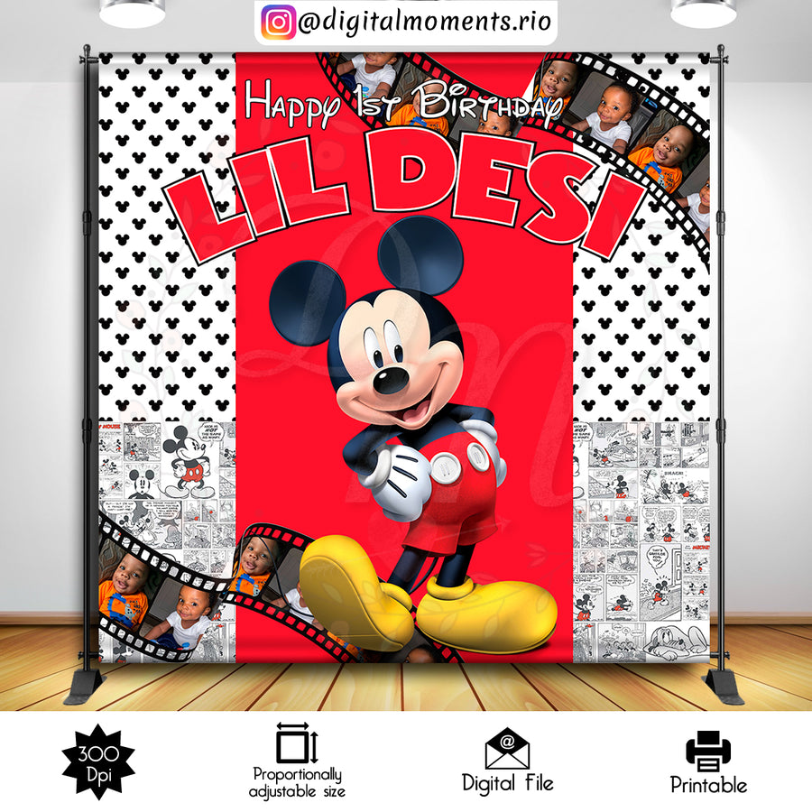 Mickey Mouse 8x8 Custom Backdrop, Digital file only | Custom Digital Download for Kids Party or Event