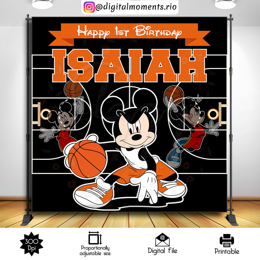 Mickey Mouse Basketball 8x8 Custom Backdrop, Digital file only | Custom Digital Download for Kids Party or Event