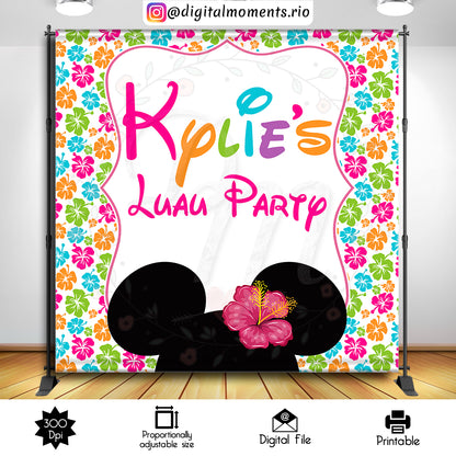 Minnie Aloha 8x8 2, events, aloha, mouse, minnie, custom, 8x8, backdrop