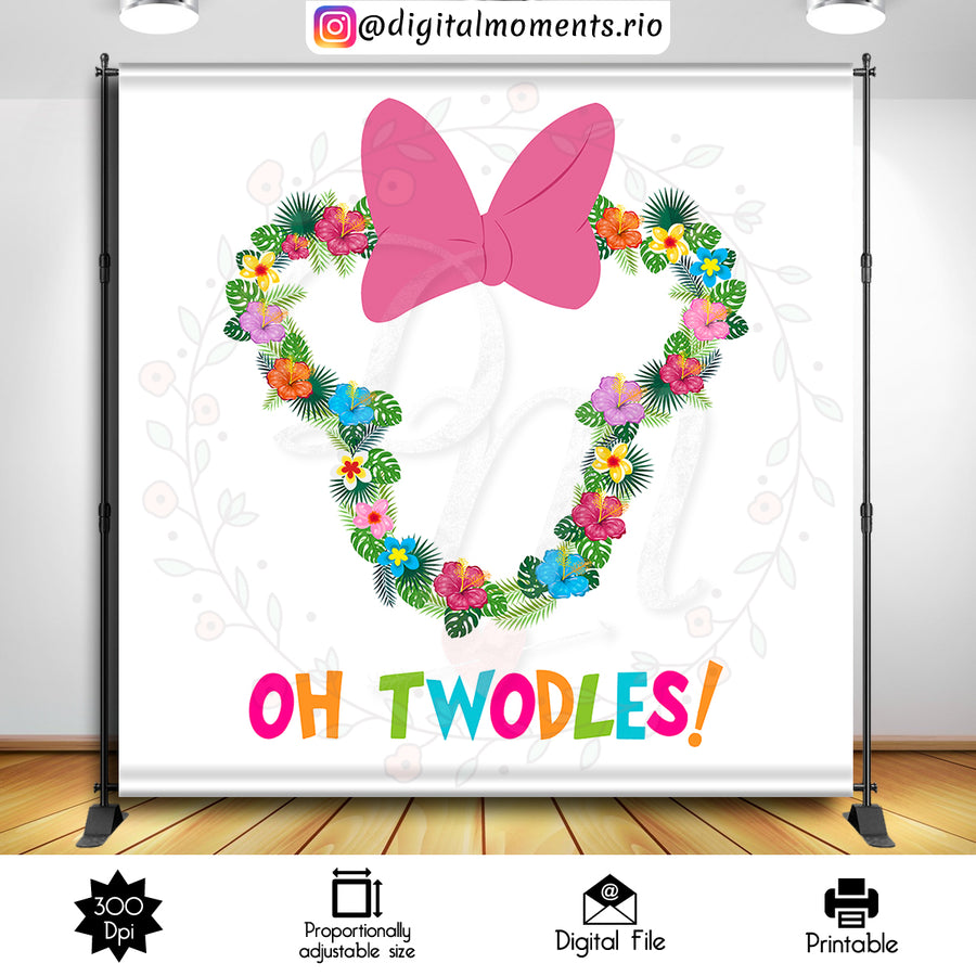 Minnie Mouse Aloha 8x8 Custom Backdrop, Digital file only | Custom Digital Download for Kids Party or Event