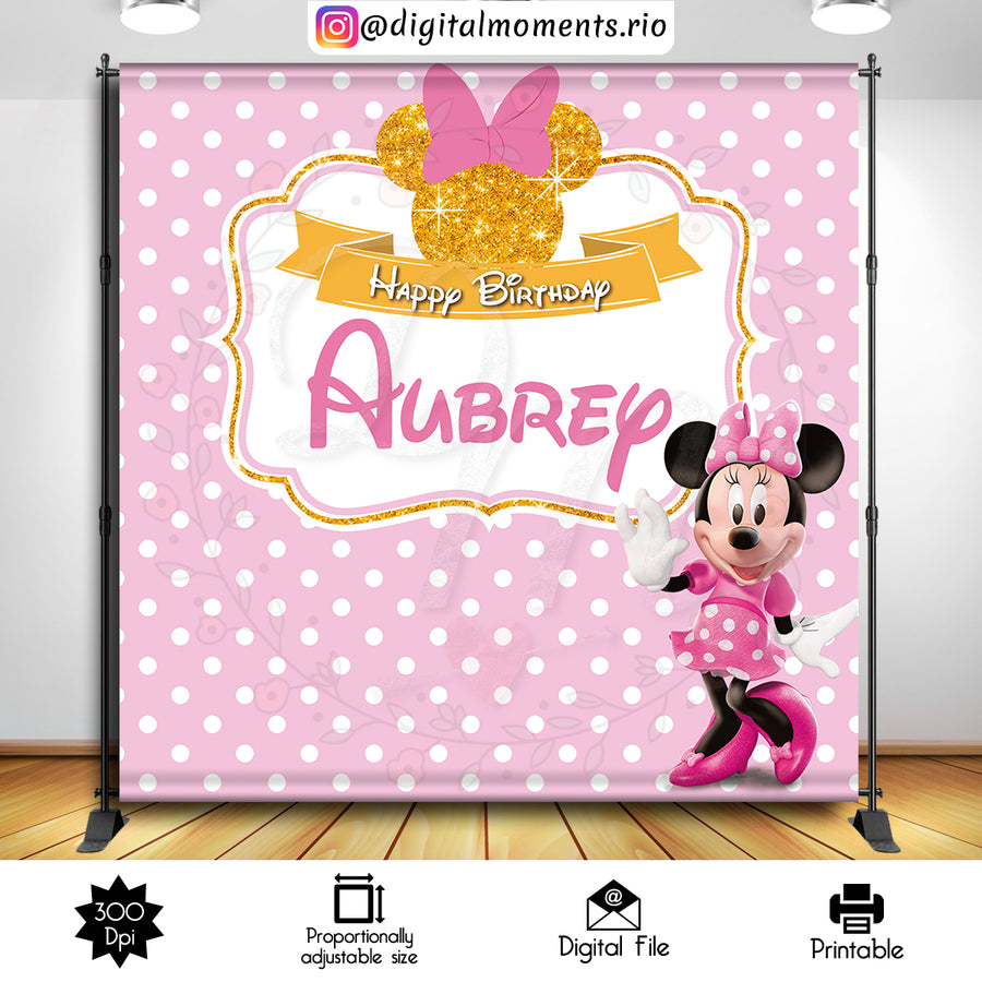 Minnie Mouse 8x8 Custom Backdrop, Digital file only | Custom Digital Download for Kids Party or Event