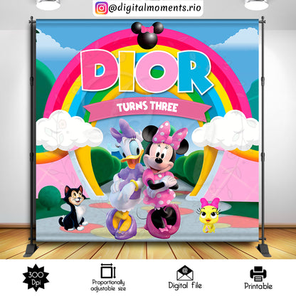 Minnie Rainbow 8x8, events, mouse, minnie, custom, 8x8, backdrop