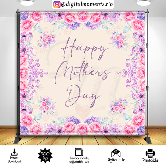 Diseño de fondo digital del Día de las Madres 8x8, descarga instantánea