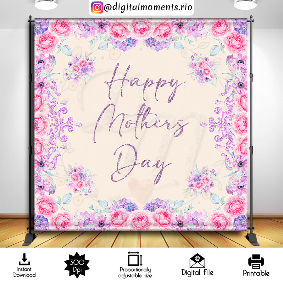 Mothers Day 8x8 Digital Backdrop Design, Instant Download | Custom Digital Download for Kids Party or Event