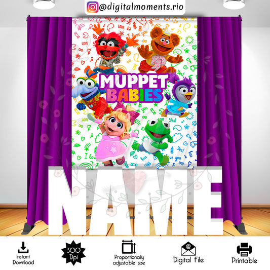 Diseño de fondo digital Muppet Babies 5x6, descarga instantánea