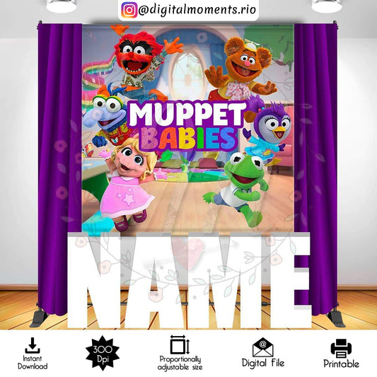 Diseño de fondo digital Muppet Babies 6x6, descarga instantánea