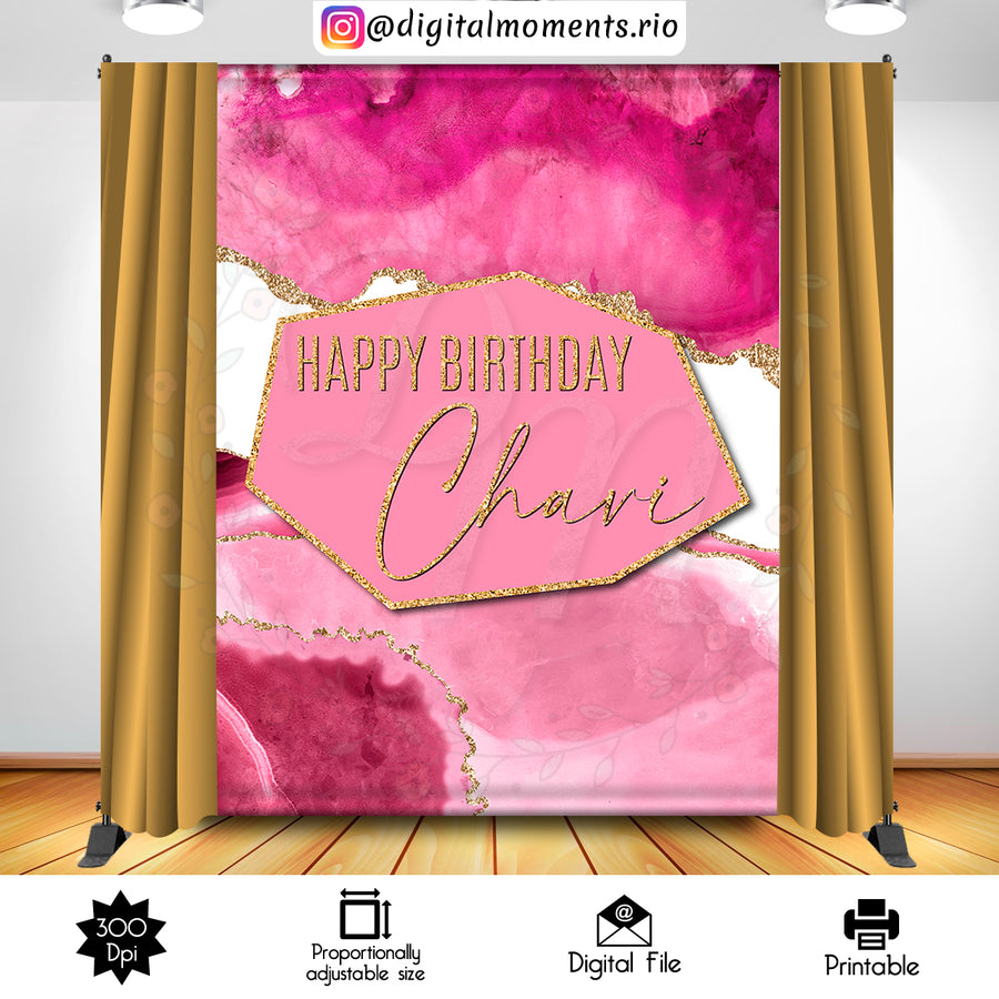 Pink and Gold Marble 6x8 custom backdrop, Digital file only | Custom Digital Download for Kids Party or Event