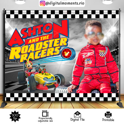 Mickey Racers 14x11, events, mouse, mickey, custom, one, picture, 10x8, backdrop