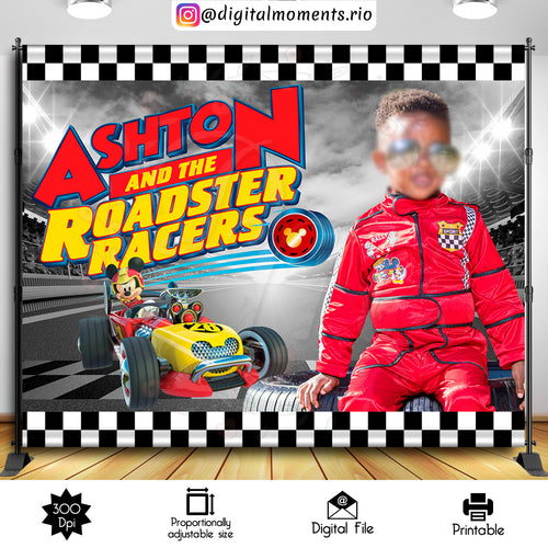 Mickey Racers 14x11, events, mouse, mickey, custom, one, picture, 10x8, backdrop