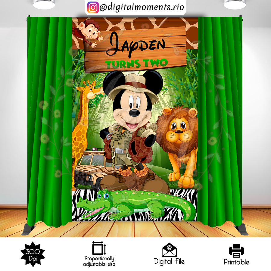 Mickey Safari 5x8 Custom Backdrop, Digital file only | Custom Digital Download for Kids Party or Event