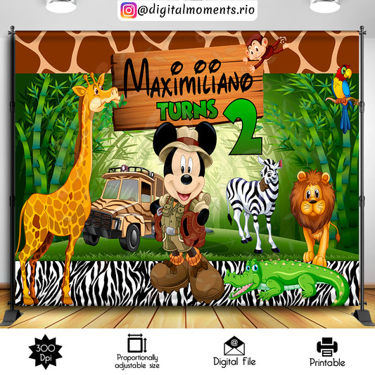 Mickey Safari 10x8 Fondo personalizado, solo archivo digital