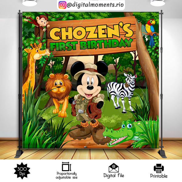 Mickey Mouse Safari 8x8 Custom Backdrop, Custom Digital File | Digital Download for Events for Events. 8x8, arts, backdrop, backdrop-sign, c…