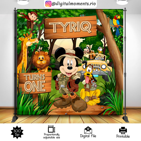 Mickey Safari 8x8 Custom Backdrop, Custom Digital File | Digital Download for Events for Events. 8x8, arts, backdrop, backdrop-sign, celebra…