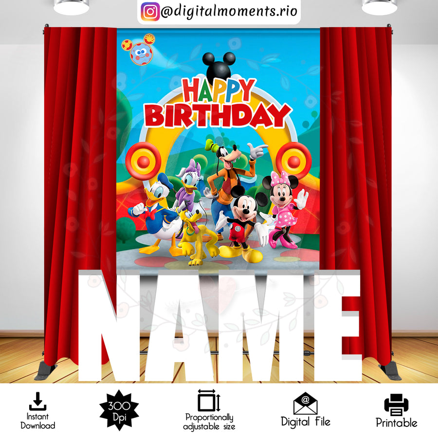 Mickey Clubhouse 5x6 Digital Backdrop Design, Instant Download | Custom Digital Download for Kids Party or Event