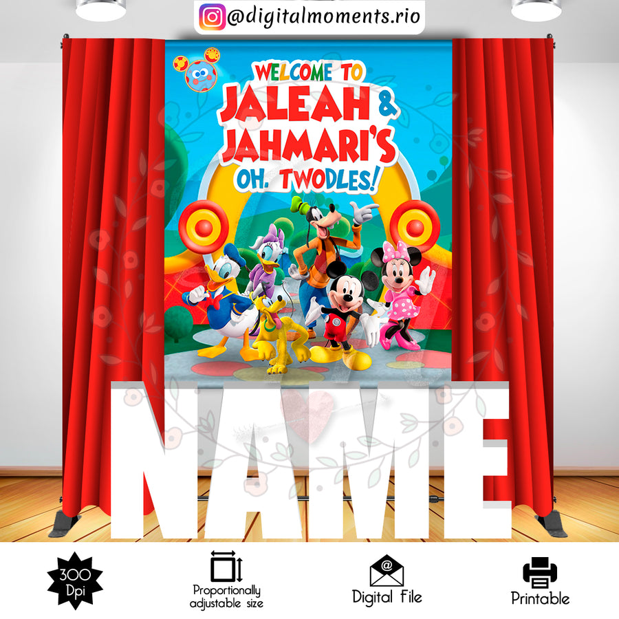 Mickey Mouse Clubhouse 5x6 Custom Backdrop, Digital file only | Custom Digital Download for Kids Party or Event
